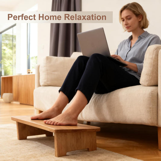 Solid Wood Under Desk Footrest Foot Rest for Under DEST at Work Ergonomic Foot Stool Improves Posture and Circulation, Chair Footrest for Leg Rests 350lbs Capacity for Home Office