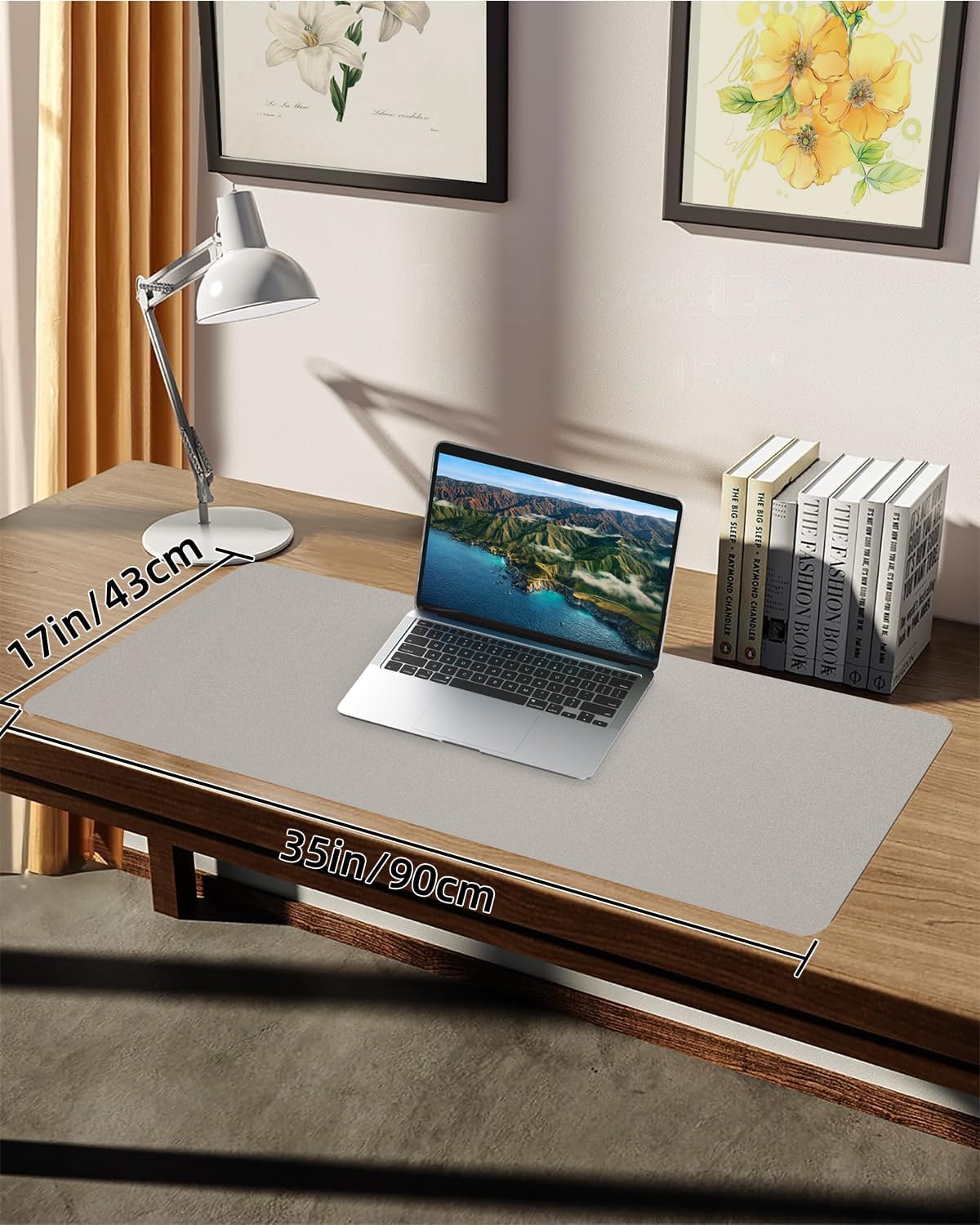 Leather Desk Pad Protector, Office Desk Mat, Large Mouse Pad, Non-Slip PU Leather Desk Blotter, Laptop Desk Pad Desk Accessories for Office and Home (Black, 40" x 17")