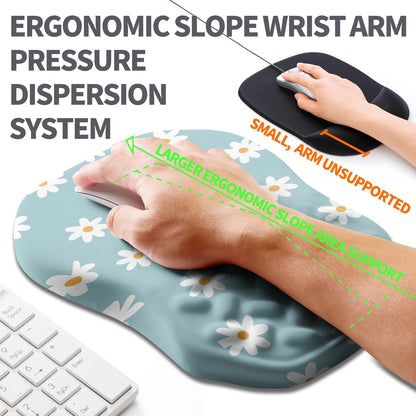 Ergonomic Slope Mouse Pad Wrist Support, Wrist Rest Mousepad for Carpal Tunnel Pain Relief with Massage Bulge and Slow Rebound Memory Foam (12x8 inch, Black)