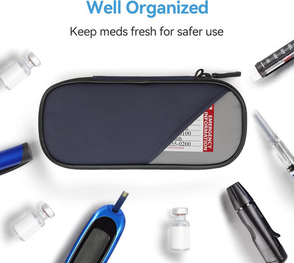 Gelozid Insulin Pen Cooler Travel Case Diabetic Medication Insulated Cool Organizer with 2 Reusable Ice Packs for Insulin Pen and Other Diabetic Supplies, for the Daily Life and Trip(Black)