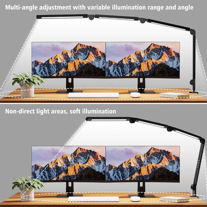 AILBTON Bright LED Desk Lamp with Clamp,Eye Caring Architect Led Desk Lights with Adjustable Swing Arm for Office Home,Dimming and Tempering Led Table Light