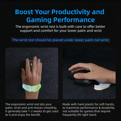 HornsX1 Right-Handed Ergonomic Gliding Palm Rest for Mouse, Wrist Rest Pad, Reduce Wrist Pain, Anti-Fatigue, for Gaming/Office Work Casual Use - White, 1 PCS