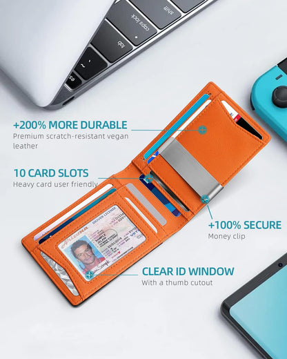 Zitahli Men's Wallets Airtag Holder Slim Rfid Leather with Gift Box