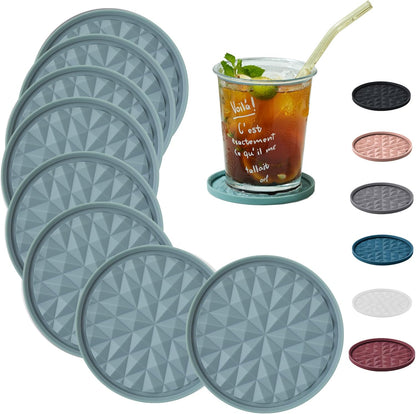 Silicone Coasters for Drinks[4 Pack]- Cup Mat for Tabletop Protection-Non-Slip, Non-Stick, Coffee Table Decor, Great Gift for Any Occasion, Black