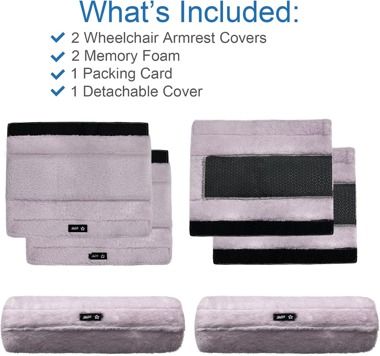 SPRING SEAON Wheelchair Armrest Covers 2 Pack Soft Memory Foam Wheelchair armrest Pads Wicking Washable for Office Transport Chair (Black)