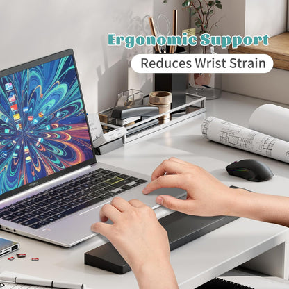 Wooden Wrist Rest, 11.8-inch Length and 22mm Thickness for Small Keyboard, Bamboo Wood Palm Rest, Ergonomic Design for Mechanical Gaming Keyboard