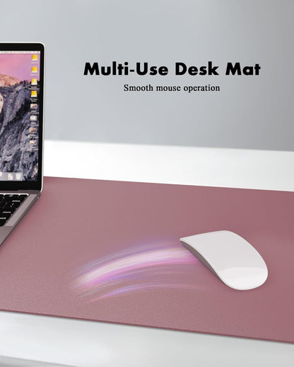 YSAGi Double-Sided Desk Pad, 31.5"x15.7"Leather Desk Mat, Eco Cork Desk Pad Protector,Large Mouse Pad,Waterproof Desk Blotter for Office/Home(Coffee)