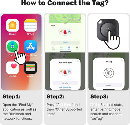 Air Tracker Tag-4 Pack, Smart Bluetooth Tracker Work with Apple Find My(iOS Only), Luggage Tracker Tag for Key, Luggage, Backpack, Suitcase, Replaceable Battery, weTag, Black