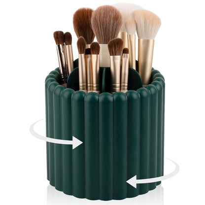 Anyoifax 360 Rotating Makeup Brush Holder 7 Slots Make Up Brush Organizer Removable Spinning Cosmetic Brushes Storage Pen Holder for Vanity, Dresser, Desk, White