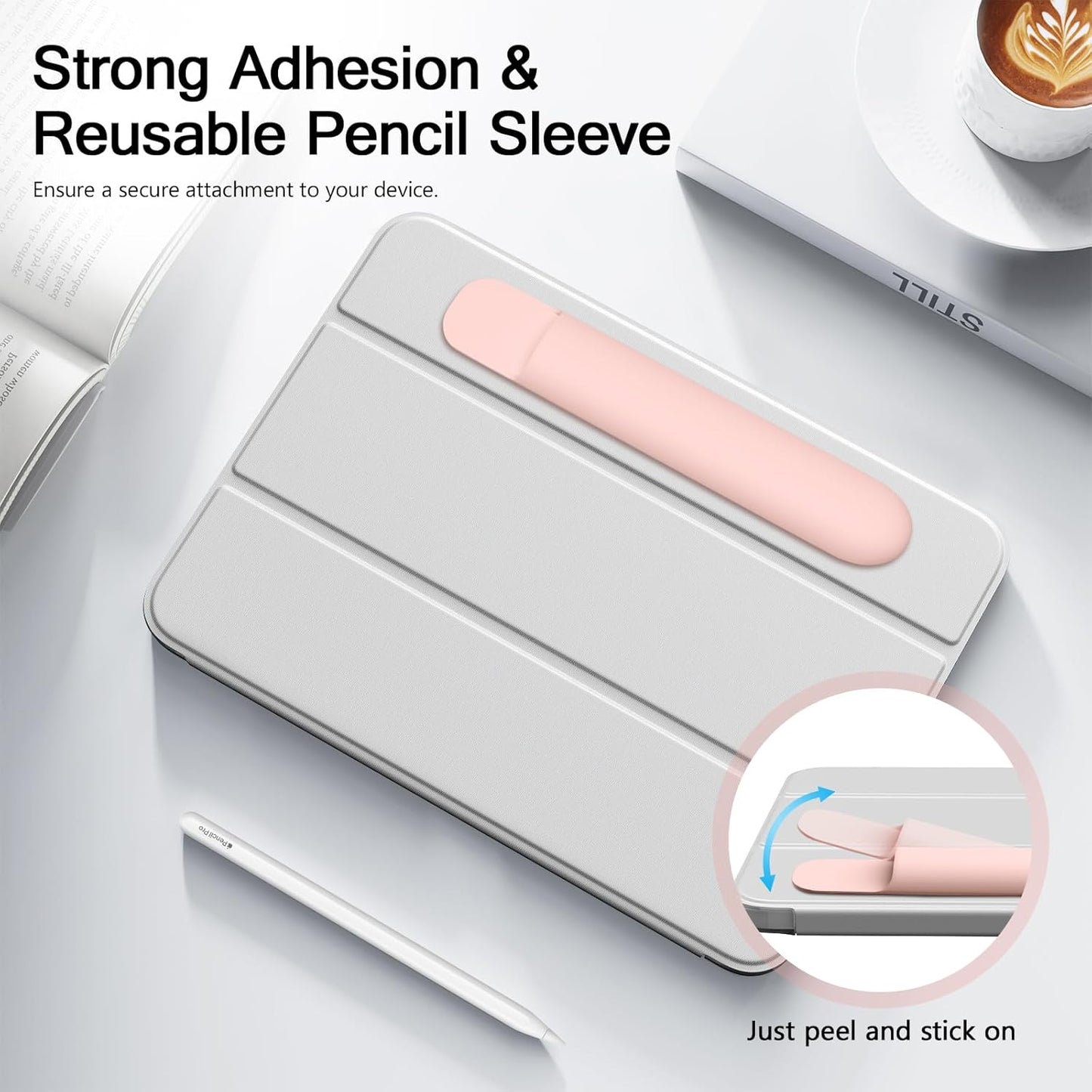 MoKo Pencil Case Holder, Adhesive Silicone Pencil Protected Sleeve Compatible with Apple Pencil Pro/ (USB-C)/ 1st/ 2nd Generation, Similarly Sized Styluses Accessories, Black