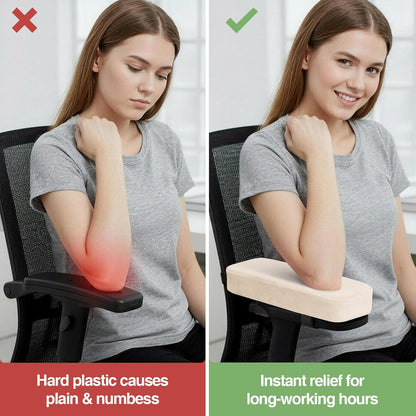 Smiry Ergonomic Office Chair Armrest Pads, Memory Foam Arm Rest Covers, Non-Slip Armrest Cushion with Adjustable Buckles and Straps, Elbow Relief for Desk, Gaming & Wheelchair (Black, Set of 2)