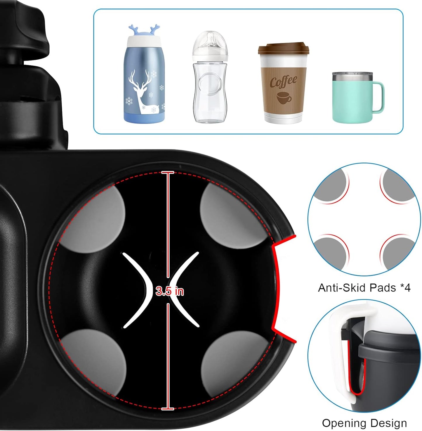Accmor Stroller Cup Holder, Universal Cup Holder for Uppababy Nuna Doona Strollers, Bottle Drinks Holder for Wheelchair, Walker, Bike, Scooter
