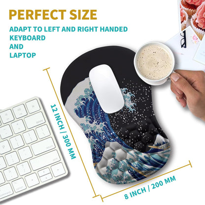 Hokafenle Ergonomic Mouse Pad Wrist Support, Wrist Rest Mousepad for Carpal Tunnel Pain Relief with Integrated Memory Foam Slope Massage Bulge (11.8x7.9 inch,Topographic Contour)