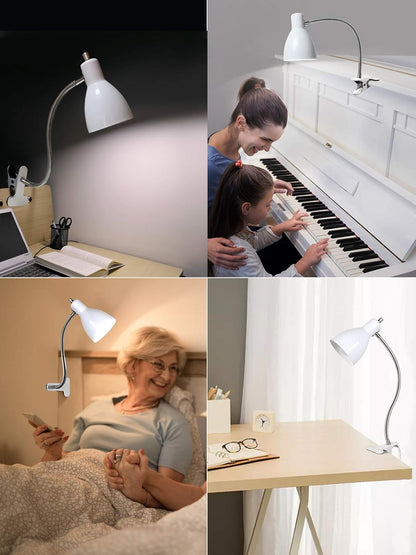 Desk lamp Eye-Caring Table Lamps, 360°Rotation Gooseneck Clip on Lamp Reading Light Portable Reading Book Light Clamp Study Desk Lamps for Bedroom and Office Home Lighting (Black)