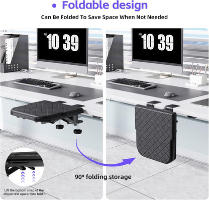 CABTE Ergonomics Desk Extender Tray, Table Mount Arm Wrist Rest Shelf, 180° Swivel Elbow Arm Support, Computer Desk Extender Tray for Home and Office (Black - Rotating)