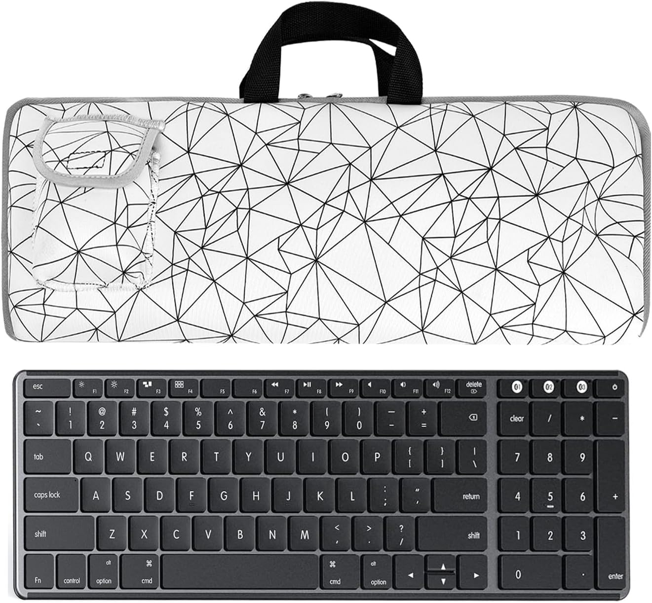 Keyboard Sleeve Travel Case for Logitech MK250 Wireless Keyboard Mouse Combo,Rugged Neoprene Construction Zipper Mouse Storage and Cable Storage Pouch(Black)