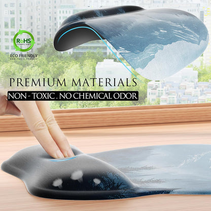 MROCO Ergonomic Mouse Pad with Gel Wrist Rest, Smooth Wrist Support Surface, Non-Slip PU Base for Pain Relief, Comfortable Mousepad for Computer, Laptop, Office & Home, 9.4 x 8.1 in, Black