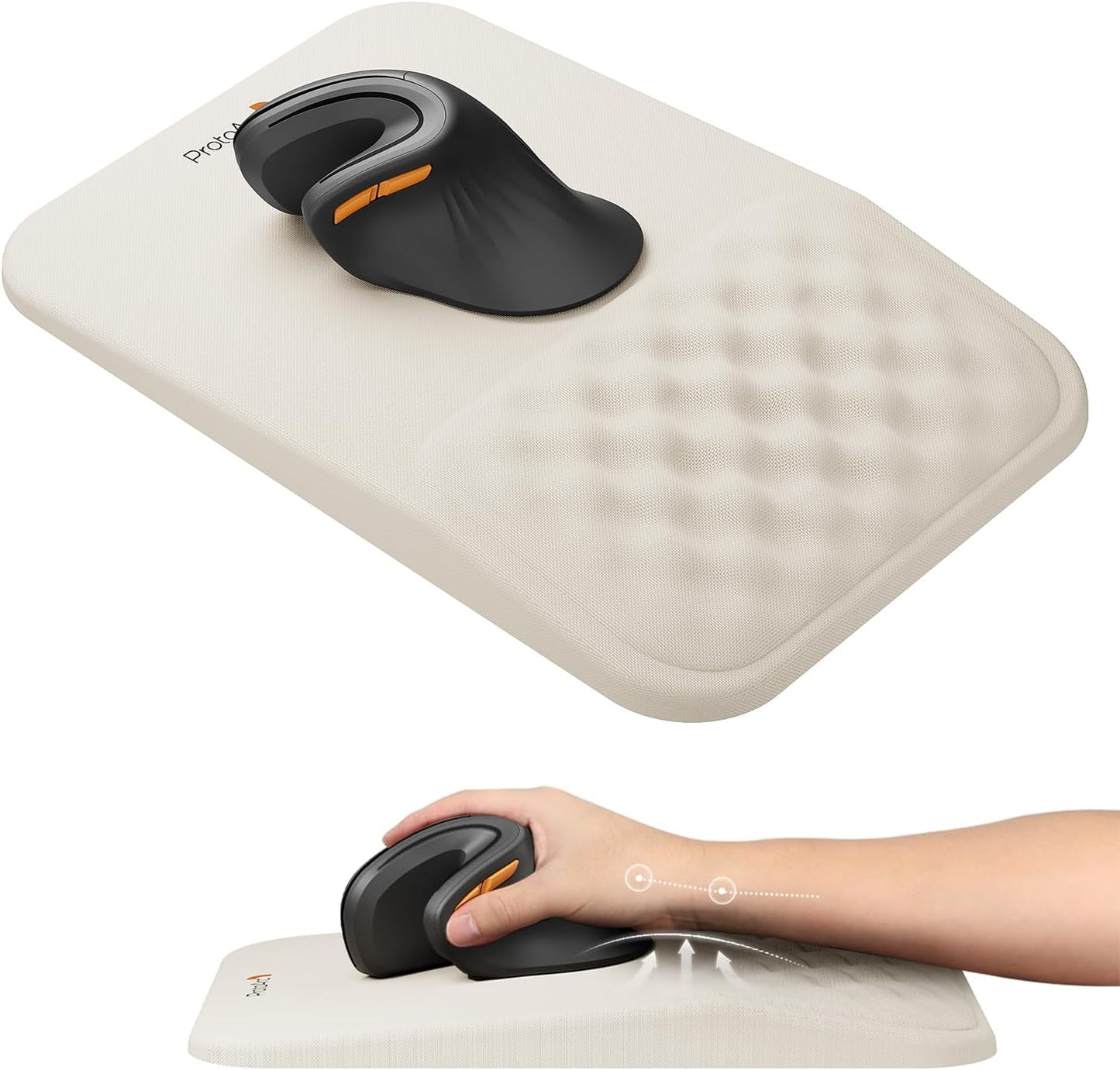 ProtoArc Ergonomic Mouse Pad with Wrist Rest, MP50 Mousepad with Massage Design, Soft Memory Foam and Non-Slip PU Base for Pain Relief, Desk, Home, Office, 12x8 Inches, Black