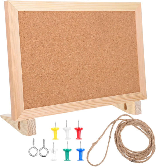 Double Sided Cork Board,11.8"x7.8" Cork Board Bulletin Desktop Small with Stand for Home Office Desk Message or Picture