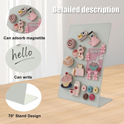 FLWAL Magnetic Bulletin Board, 13*9 Inch Magnetic Metal Desktop Memo Display Bard with Bracket, Suitable for Back to School Menu Table, Home Kitchen, School and Office Supplies (white, Large,2 Pack)