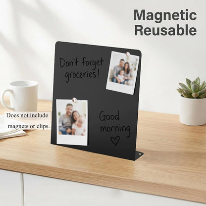 2 Pack Magnetic Board for Desk, Large 12.72x11.02 Inch Metal Bulletin Board with Stand, Portable Dry Erase Whiteboard for Wall & Tabletop, Message Center for Home Office Kitchen School (Not Magnets)