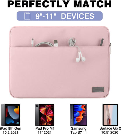 MoKo 9-11 Inch Tablet Sleeve Bag Carrying Case Fits iPad Pro 11 M5/Air M3, iPad A16 2025, i-Pad 10th 10.9, i-Pad 9/8/7th Gen 10.2, iPadAir 5/4th 10.9, Tab S8 11"/Tab A 10.1,Cloudy Pink