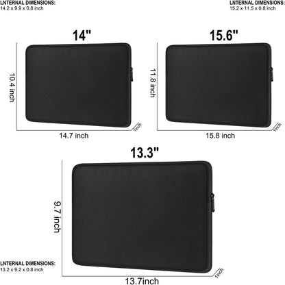 Laptop Sleeve 15.6 Inch, Shockproof Protective Traveling Computer Case, Water Resistant Portable Laptop Carrying Bag Compatible for Lenovo, HP, Dell, Asus,MacBook, Notebook, Black