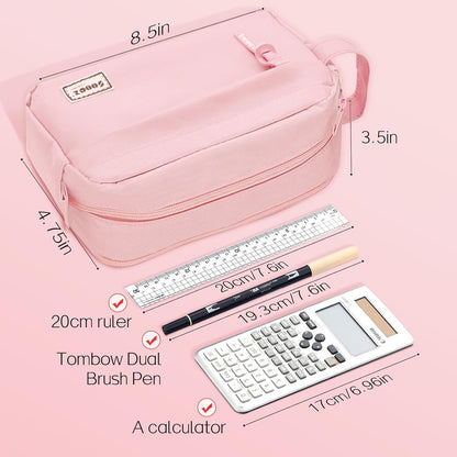 Sooez Original High Capacity Pencil Case, Big Pencil Bag Pouch Box Organizer Pen Case, Aesthetic Supply for Girls Adults, Portable Journaling Supplies with Easy Grip Handle & Loop, Mint Green