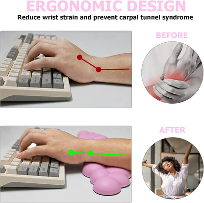 Cloud Wrist Rest Keyboard, PU Leather Memory Foam Wrist Rest for Computer Keyboard, Ergonomic Keyboard Wrist Rest and Cute Mouse Wrist Rest for Gaming,Office,Computer,Typing Pain Relief,Pastel Green