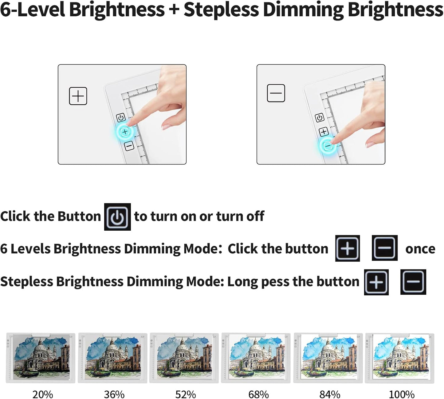 A4 Wireless LED Light Pad with Carry Bag, Innovative Stand and Top Clip, TOHETO Rechargeable Light Box Stepless Dimmable and 6 Levels Brightness Cordless Light Board for Tracing Weeding Vinyl (Black)