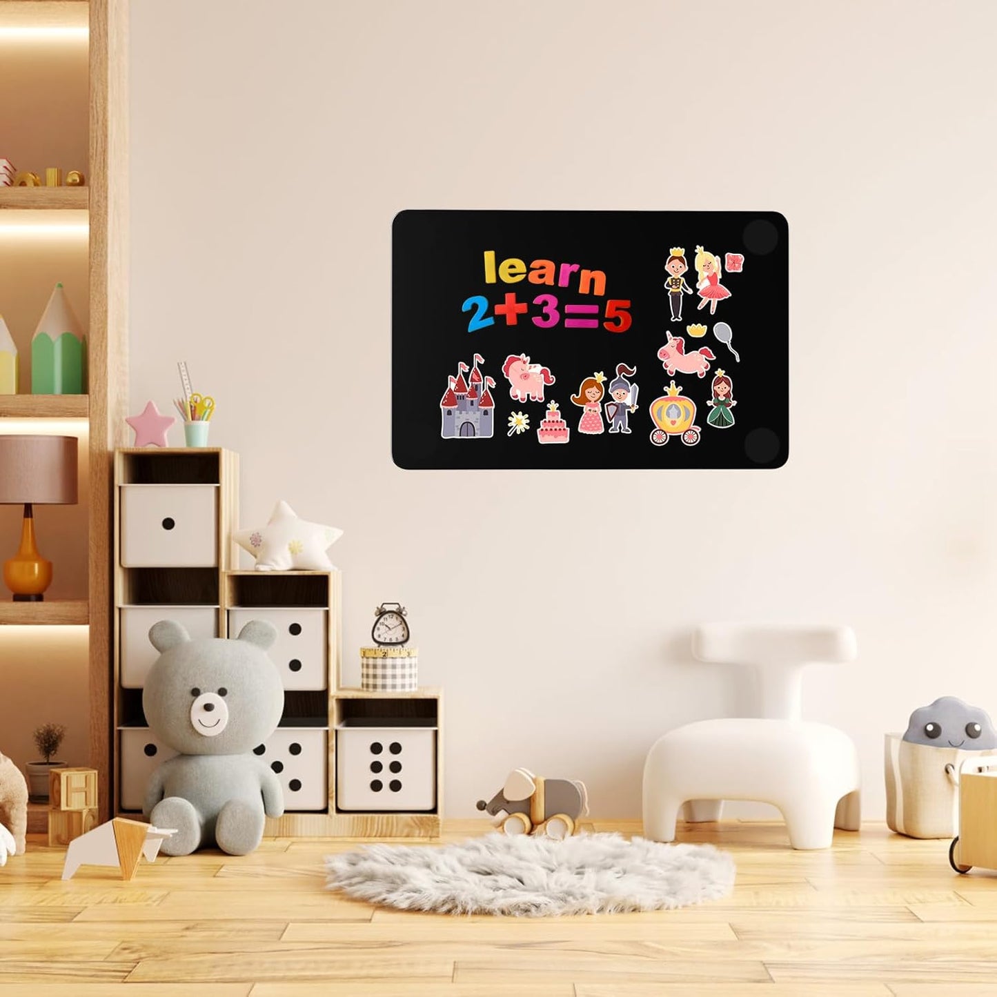 MaxGear Magnetic Board 17.5" x 11.4" Black Metal Magnet Bulletin Board for Wall, Refrigerator, Magnetic Board Display Notes, Photos, and More - Includes Dual Lock Tape and Screws