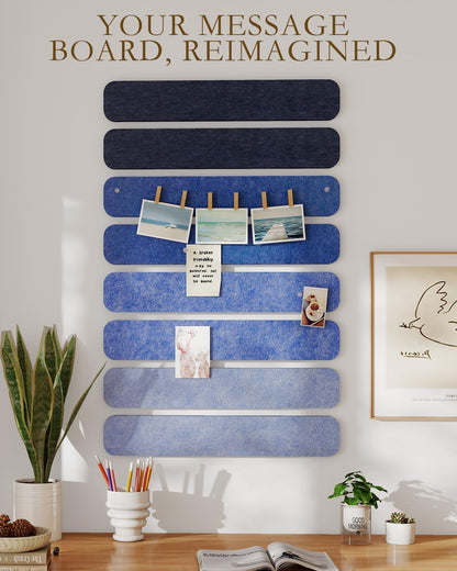 JBER Felt Strip Board 5 Pack 13"x2", Cork Board Alternative Pin Bulletin Board, Self-Adhesive Vision Board with 25 Push Pins for Walls, Office & Home Decor(Light Camel)
