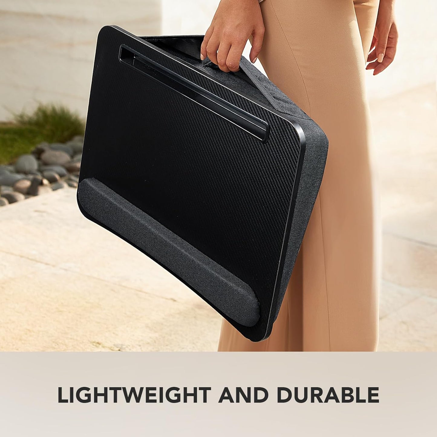 HUANUO Laptop Lap Desk - Portable Lap Desk with Pillow Cushion, Fits up to 15.6 inch Laptop, with Anti-Slip Strip & Storage Function for Home Office Students Use as Computer Laptop Stand, Book Tablet