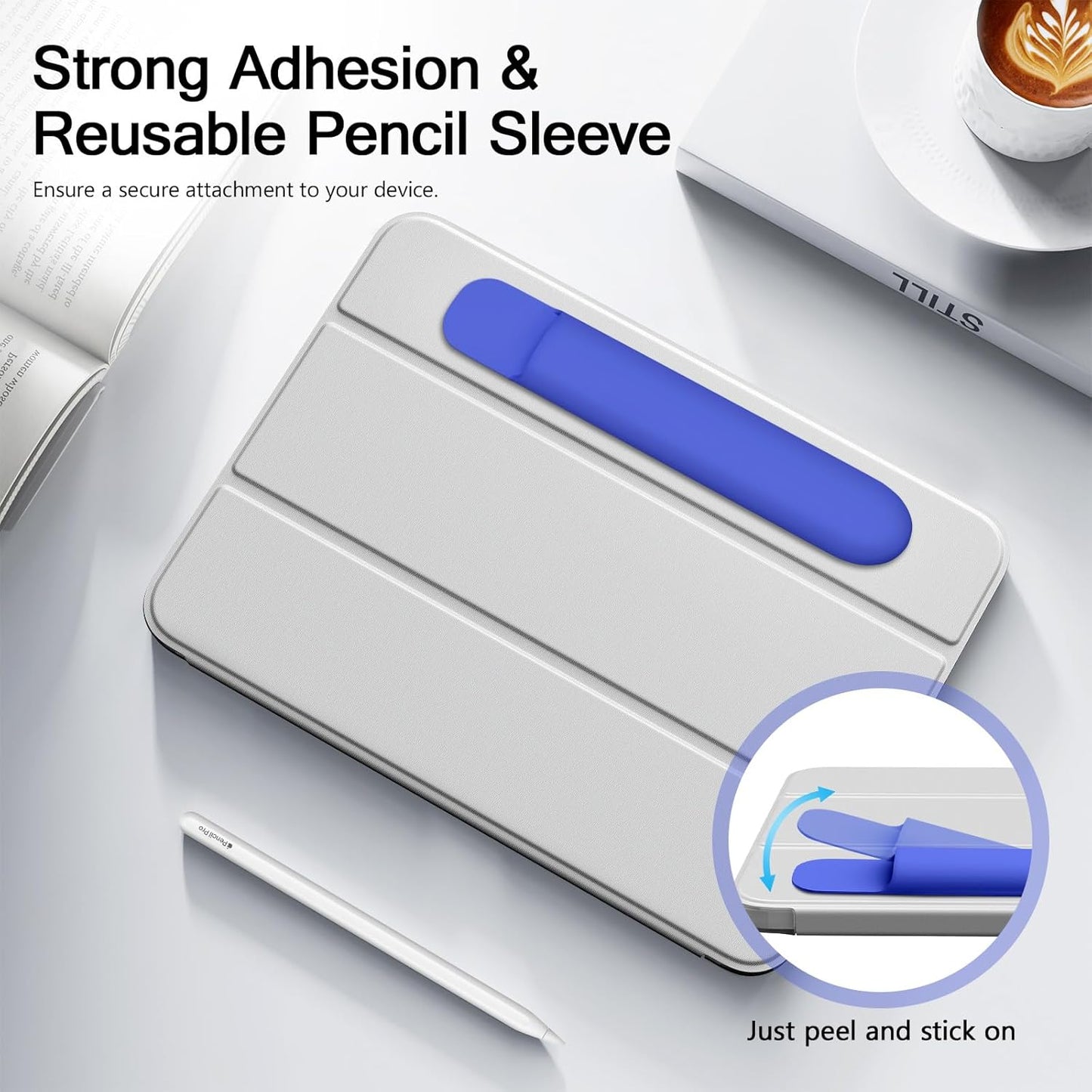 MoKo Pencil Case Holder, Adhesive Silicone Pencil Protected Sleeve Compatible with Apple Pencil Pro/ (USB-C)/ 1st/ 2nd Generation, Similarly Sized Styluses Accessories, Black