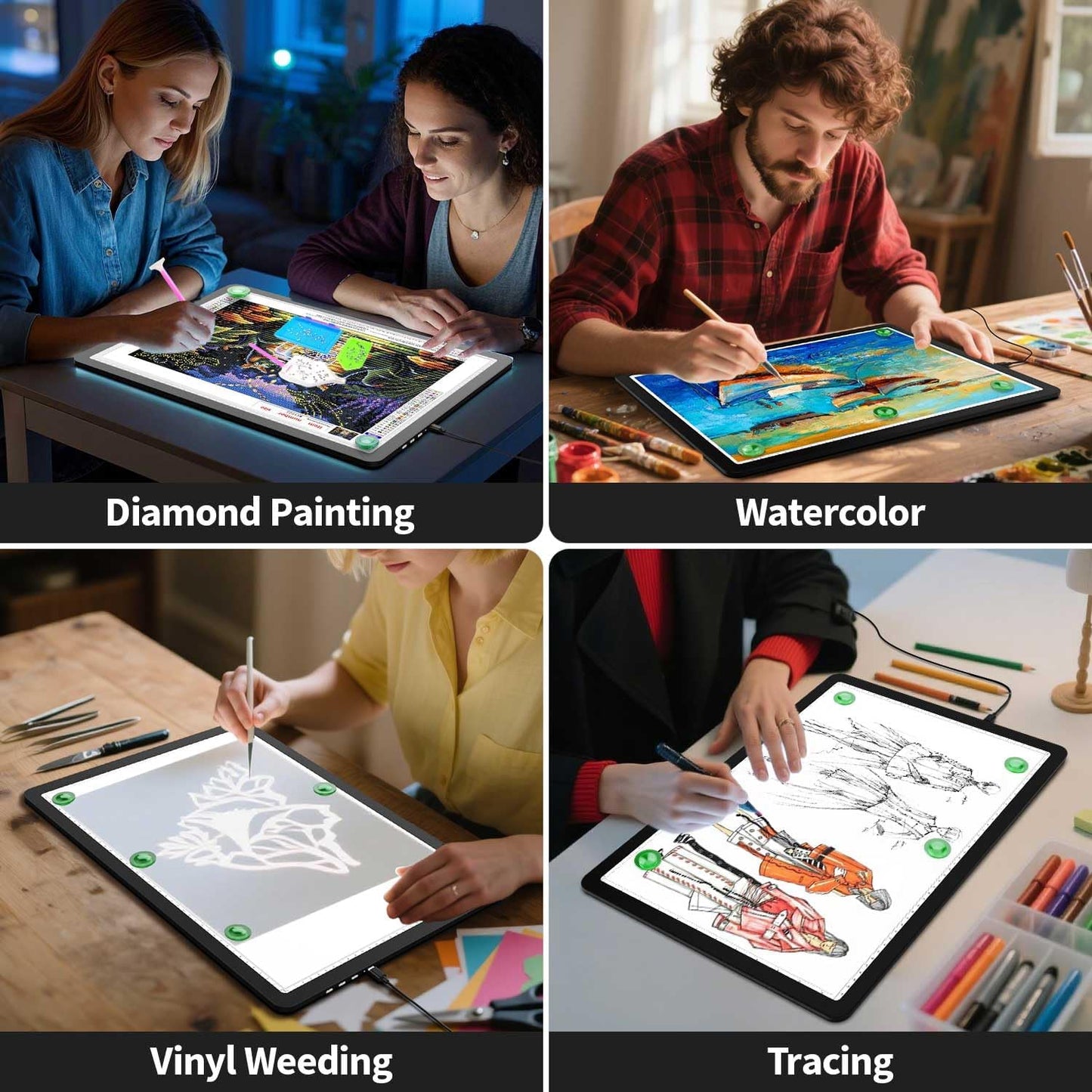 A2 Light Pad (25.2" x 18.4"), Large Magnetic Bright Light Box for tracing,6 Levels Dimming/3 Color,Physical Buttons,Light Board for Diamond Painting,Light Table for Drawing, Sketching