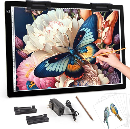 Zocelight A3 Light Pad for Diamond Painting Kit,4800Lux Super Bright 5mm Ultra Thin Diamond Art Light Board with Stand and Clip,3 Levels Dimming Light Box for Artists,Drawing,Sketching,Animation