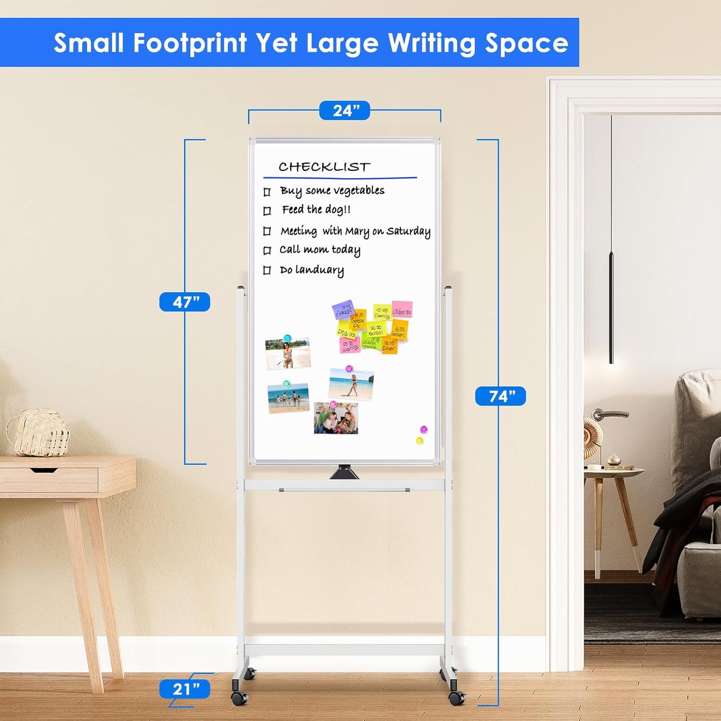 maxtek Magnetic Mobile White Board, 40 x 24 Double Sided Dry Erase Board Rolling Whiteboard, Aluminum Frame Standing Whiteboard on Wheels for Home Office Classroom (40 x 24 Black)