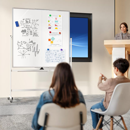 Large Whiteboard Easel with Stand, 36" x 24" Portable Standing Magnetic Dry Erase White Board, 3' x 2' Tripod Height Adjustable Flip Chart Easel for Home Office Classroom School, Silver