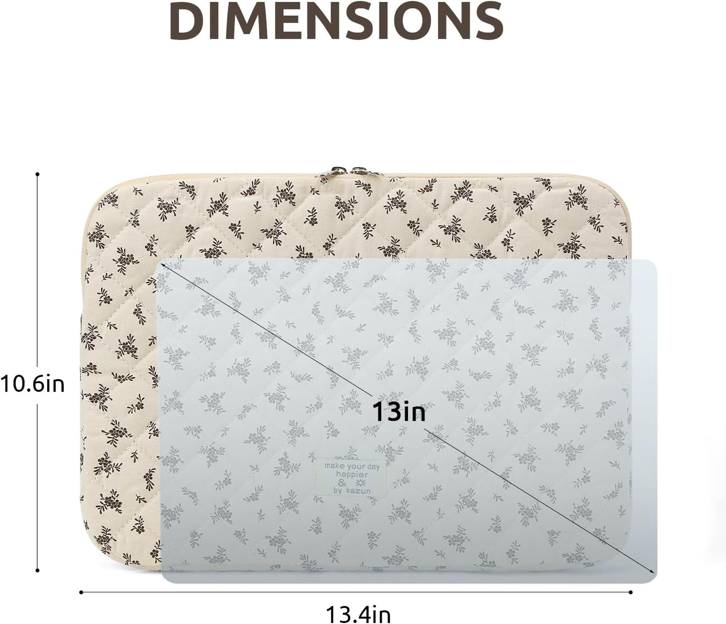 Puffy Laptop Sleeve 13 Inch Cute Quilted Laptop Protective Case Padded Floral Computer Sleeve for MacBook (A-Blue, 13 Inch)