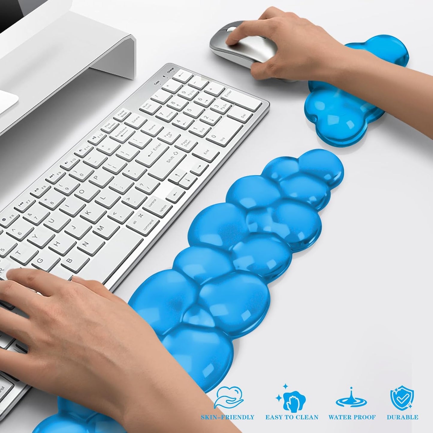 Gel Cloud Keyboard and Mouse Wrist Rest, Cute Wrist Support and Arm Support Keyboard Rest for Keyboard and Mouse Typing Pain Relief，Suitable for Office/Computer/Laptop/Gaming（White）