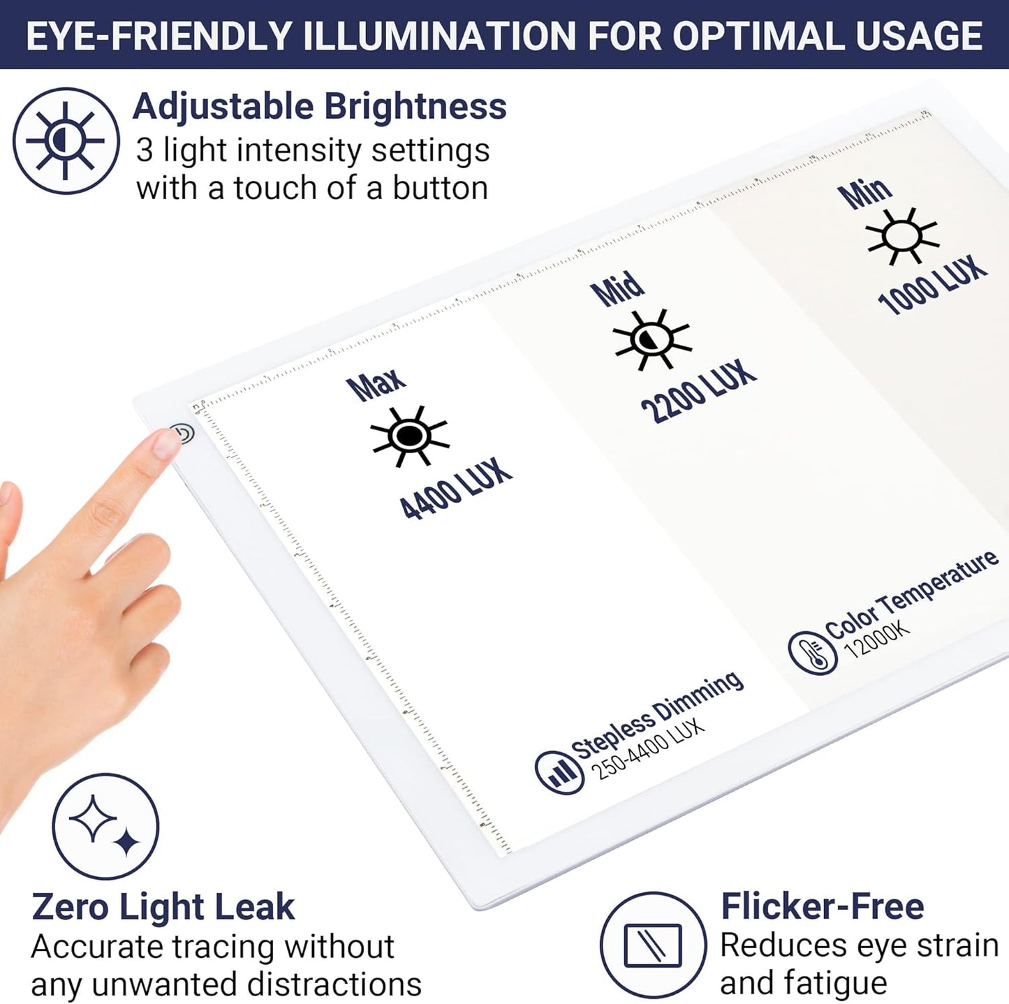 LED Tracing Light Box, 19" Ultra-Thin Light Pad with Adjustable Brightness, Includes USB Cable, Adapter, Paper, and Clip. Portable Drawing Board for Sketching, Cricut Projects, and More