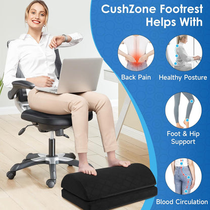CushZone Foot Rest,Desk & Gaming Accessories,Foot Rest for Under Desk at Work,Comfortable Footrest with 2 Adjustable Heights & Removable Cover, Office Desk Accessories（Gray）