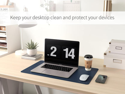 RENMTURE Dual-Sided Mouse Pad, Natural Cork & PU Leather Large Desk Pad for Office and Home Work, Desk Protector Non-Slip, Waterproof, Easy Clean (Olive Green, 32"x16")