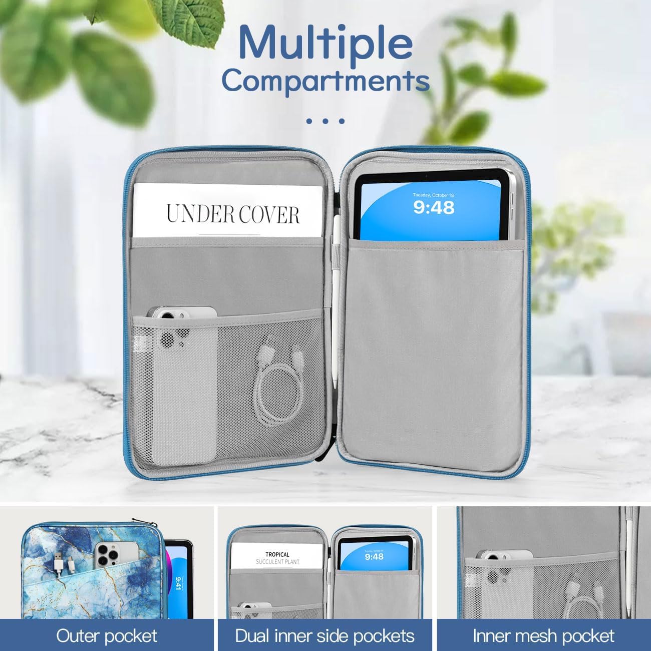 Dadanism 9-11" Tablet Sleeve Bag Carrying Case for iPad (A16) 11th Gen 11", iPad 10th Gen 10.9" Air 5/4, iPad Air M4/Pro 11", iPad 9/8/7th, Galaxy Tab A11+ Plus 11", Remarkable 2 10.3", Black
