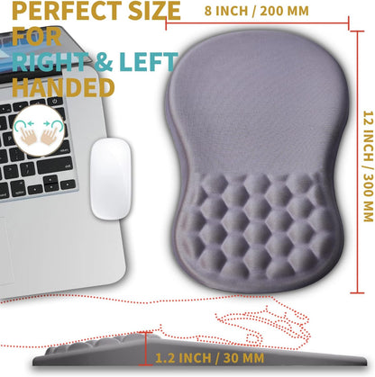 Hokafenle Ergonomic Mouse Pad Wrist Support with Massage Design, Wrist Rest Pain Relief Mousepad with Memory Foam&Non-Slip PU Base, Mouse Pads for Wireless Mouse & Desk (12x8 inch,Black)