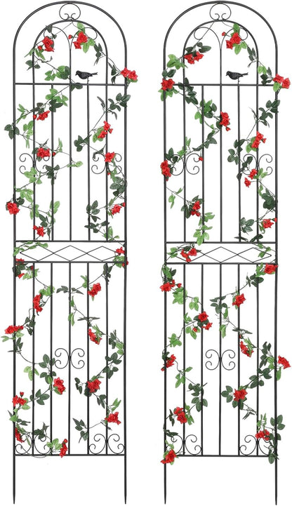 2 Pack 70.8" H x 19.7" W Metal Garden Trellis with Black Coating, Wire Lattice Grid Panel for Climbing Plants Outdoor Roses Vine Cucumbers Vegetables Flower Support (70.8" H, 2 Pack)