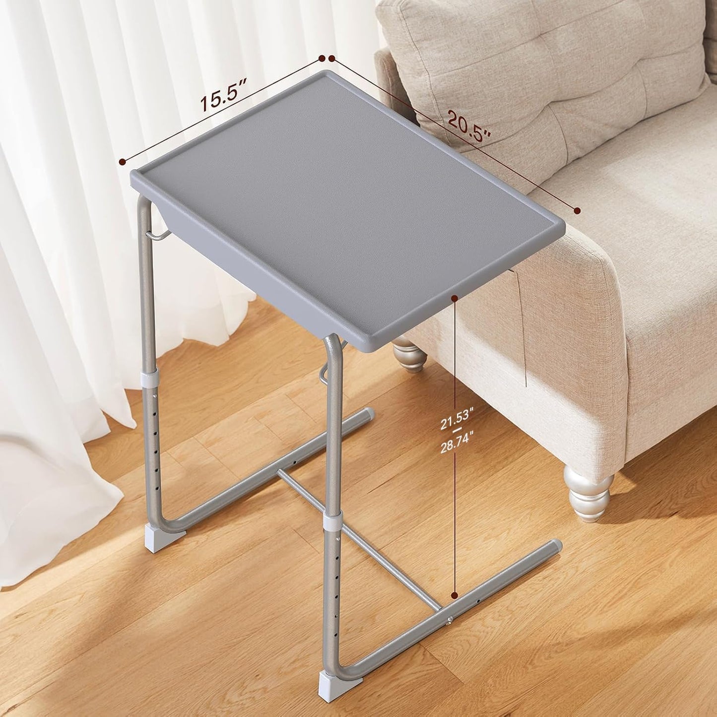 HUANUO TV Tray, Adjustable TV Tray Table - TV Dinner Tray on Bed & Sofa, Comfortable Folding TV Tray with 6 Height & 3 Tilt Angle Adjustments (Black)