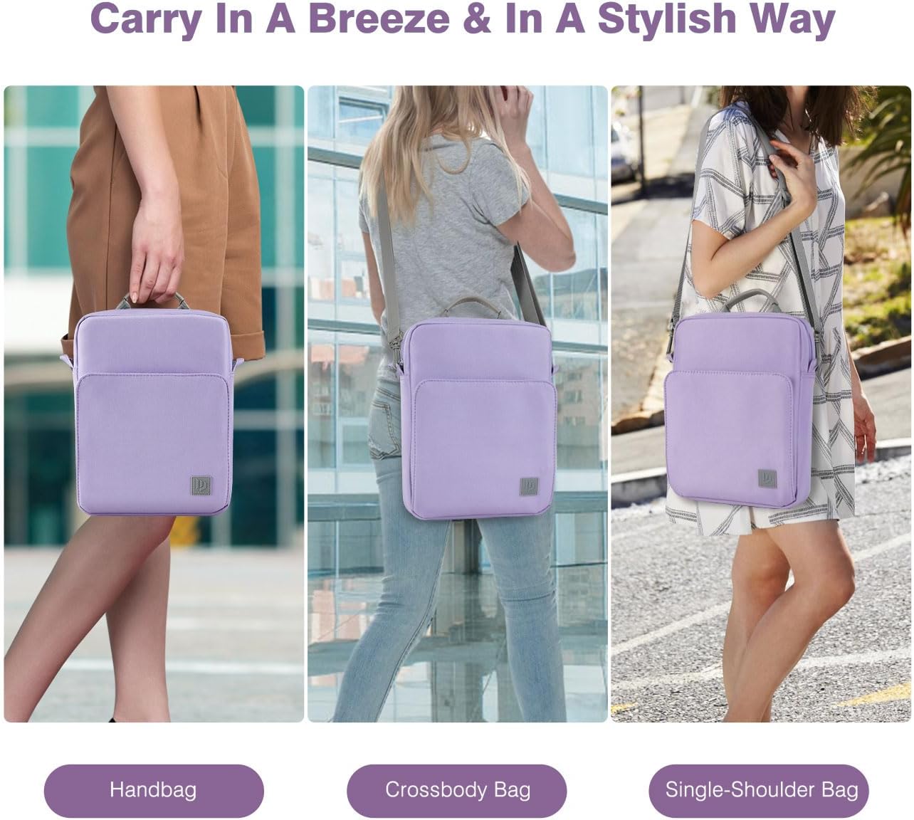 Dadanism 9-11 Inch Tablet Sleeve Bag Carrying Case with Shoulder Strap for iPad (A16) 11", iPad 10th Gen 10.9", iPad Air M4/Pro M5 11", iPad 9/8/7th 10.2", Galaxy Tab A11+ Plus 11", Cloudy Pink