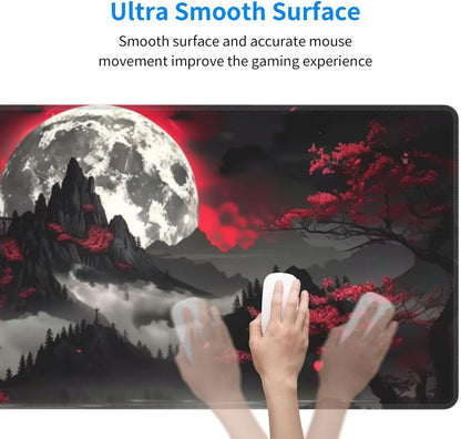 Japanese Mouse Pad, Large Japanese Desk Mat, XL Anime Gaming Keyboard Mat, Non-Slip Rubber Base, Big Extended Desk Protector for Home Office, 31.5”x11.8”