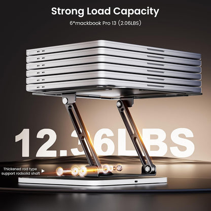 JOYEKY Laptop Stand for Desk, Adjustable Computer Stand with 360° Rotating Base, Ergonomic Laptop Riser for Collaborative Work, Foldable & Portable Laptop Stand, fits for All 10-16" Laptops